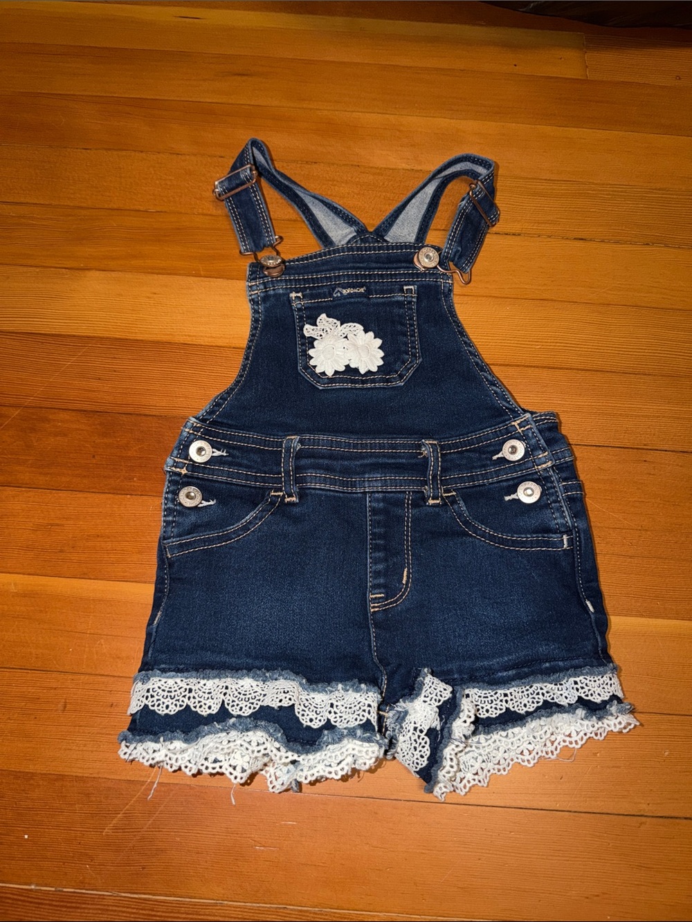 Jordache Girls' Lace-Trim Overall Shorts